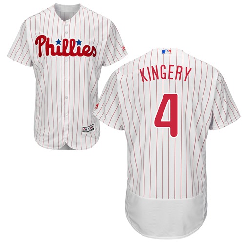 Phillies #4 Scott Kingery White(Red Strip) Flexbase Authentic Collection Stitched MLB Jersey